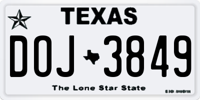 TX license plate DOJ3849