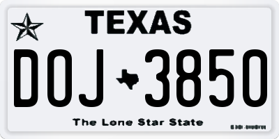 TX license plate DOJ3850