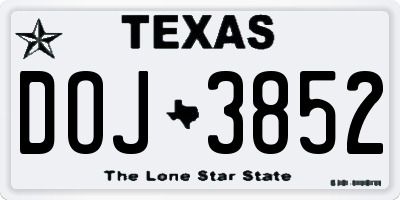TX license plate DOJ3852