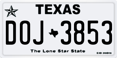 TX license plate DOJ3853