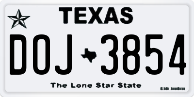 TX license plate DOJ3854