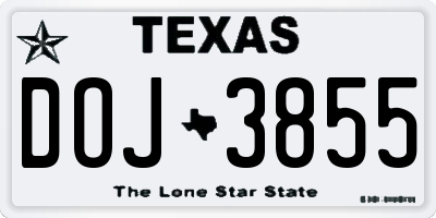 TX license plate DOJ3855