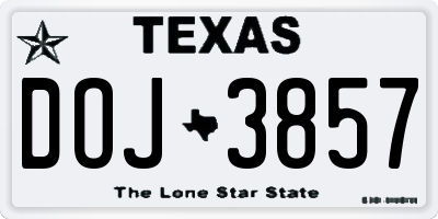 TX license plate DOJ3857
