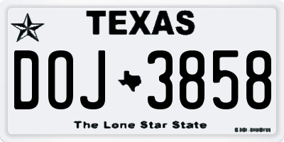 TX license plate DOJ3858