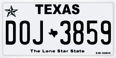 TX license plate DOJ3859