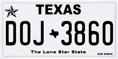 TX license plate DOJ3860