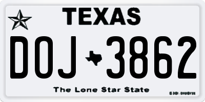 TX license plate DOJ3862