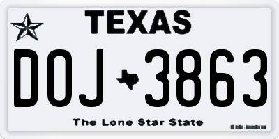 TX license plate DOJ3863