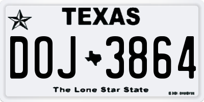 TX license plate DOJ3864