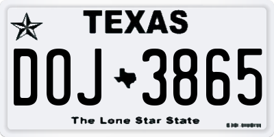 TX license plate DOJ3865