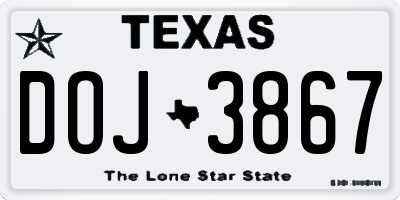 TX license plate DOJ3867