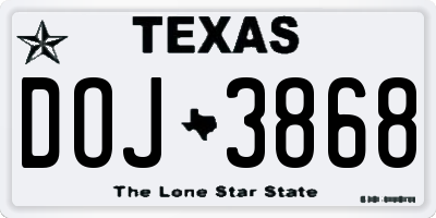 TX license plate DOJ3868