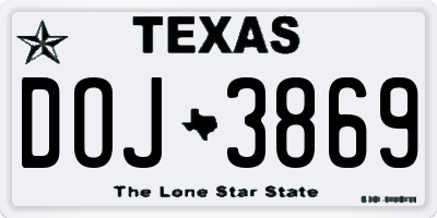 TX license plate DOJ3869