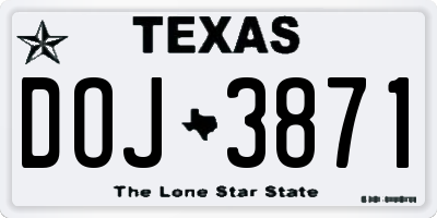 TX license plate DOJ3871