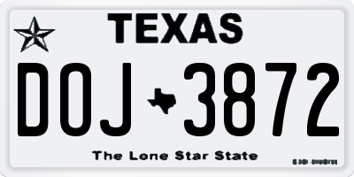 TX license plate DOJ3872