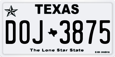 TX license plate DOJ3875