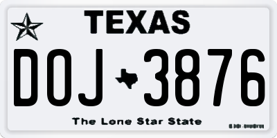 TX license plate DOJ3876