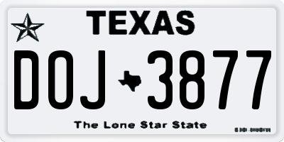 TX license plate DOJ3877