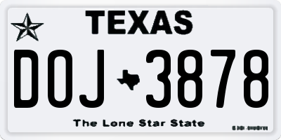 TX license plate DOJ3878