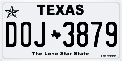 TX license plate DOJ3879