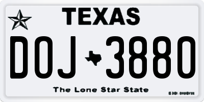 TX license plate DOJ3880