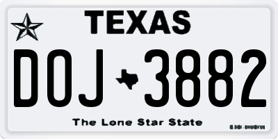 TX license plate DOJ3882