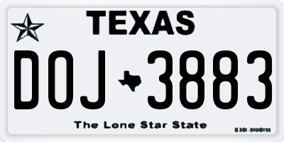 TX license plate DOJ3883