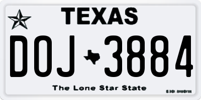TX license plate DOJ3884