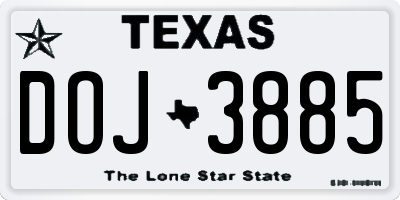 TX license plate DOJ3885