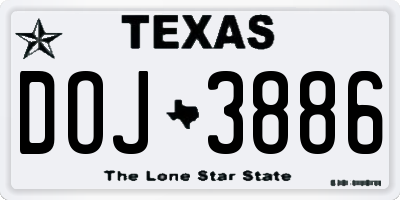 TX license plate DOJ3886