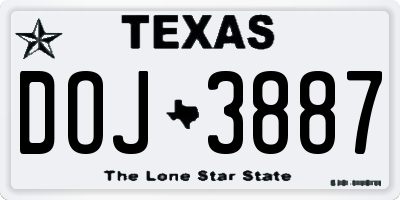 TX license plate DOJ3887