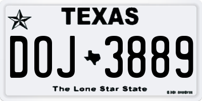 TX license plate DOJ3889
