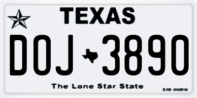 TX license plate DOJ3890