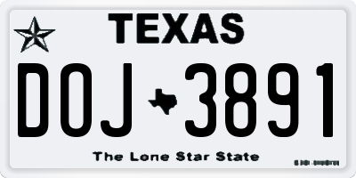 TX license plate DOJ3891
