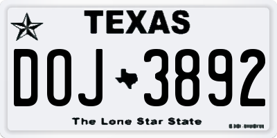 TX license plate DOJ3892