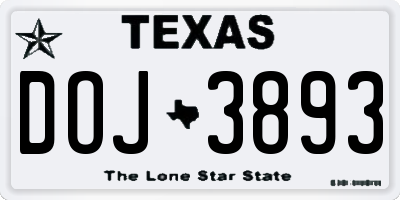 TX license plate DOJ3893
