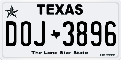 TX license plate DOJ3896