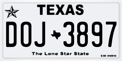 TX license plate DOJ3897