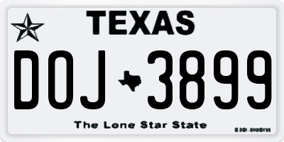 TX license plate DOJ3899