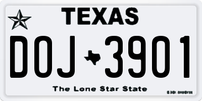 TX license plate DOJ3901