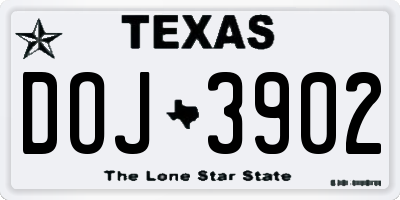 TX license plate DOJ3902