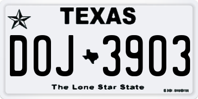 TX license plate DOJ3903