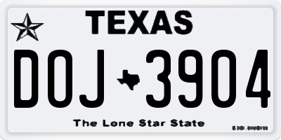 TX license plate DOJ3904