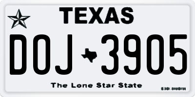 TX license plate DOJ3905