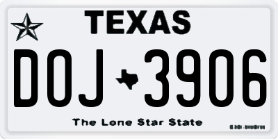 TX license plate DOJ3906