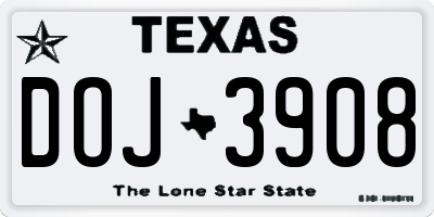 TX license plate DOJ3908