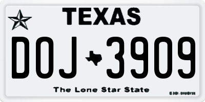 TX license plate DOJ3909