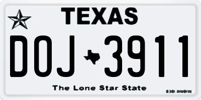 TX license plate DOJ3911