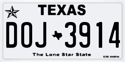 TX license plate DOJ3914