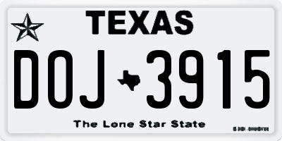TX license plate DOJ3915